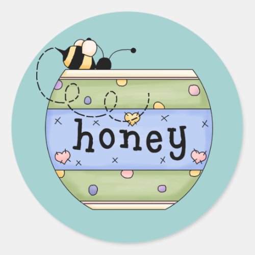 Bee Stealing from Honey Pot Classic Round Sticker