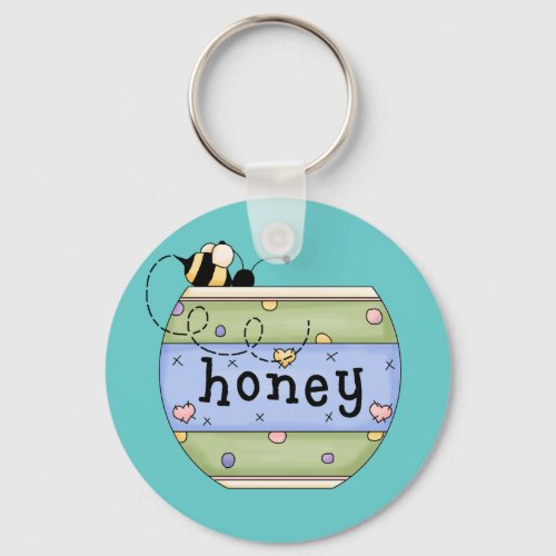 Bee Stealing from Honey Pot Keychain