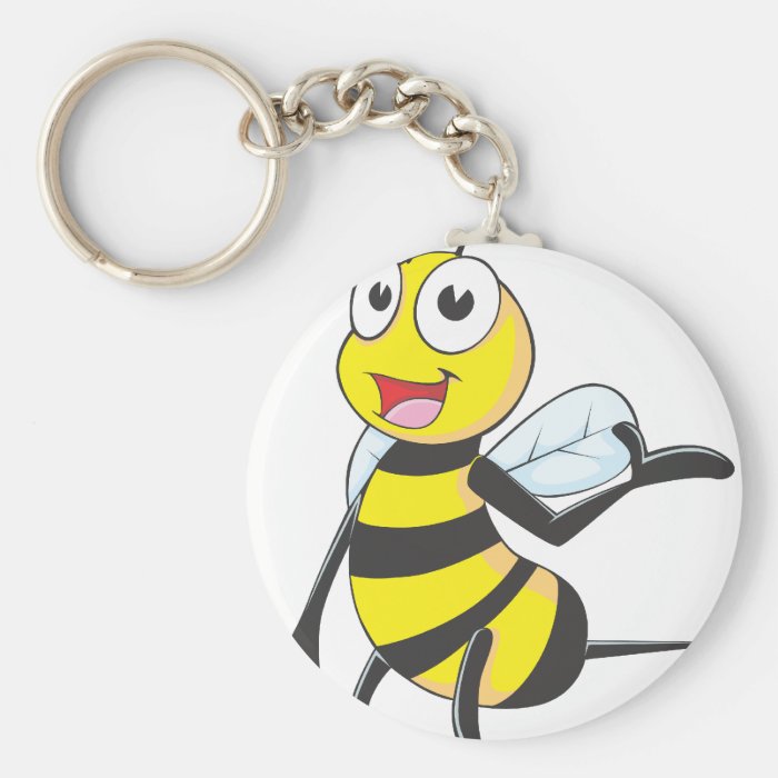 Bee Stickers  Bee Presenting with Hand Up Key Chain
