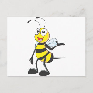 Bee Stickers : Bee Presenting with Hand Up Postcard