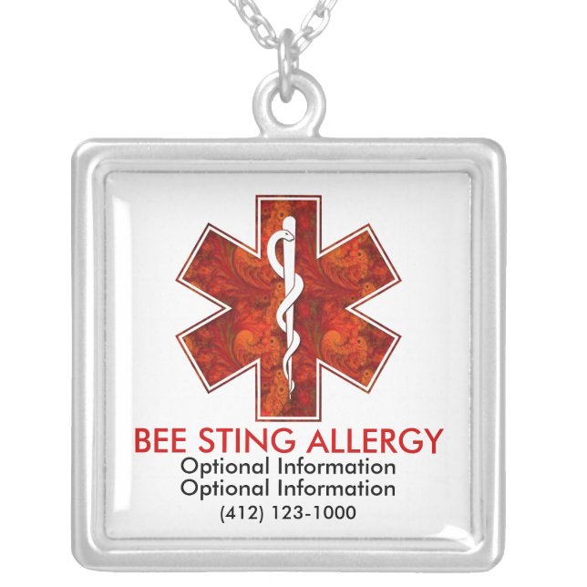 Bee Sting Allergy Medical   Necklace (Front)