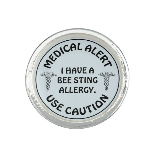 BEE STING ALLERGY RING (Front)