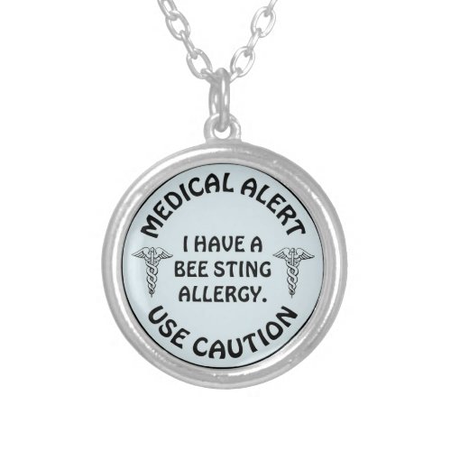 BEE STING ALLERGY SILVER PLATED NECKLACE