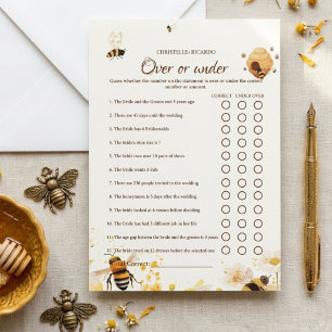 Bee Story Over or under bridal shower game Card