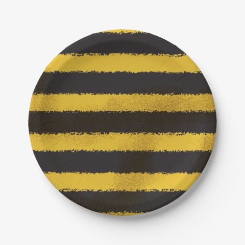 Bee Stripes Yellow and Black Paper Plate