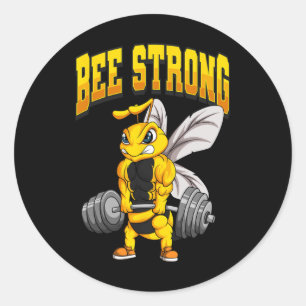 Bee Strong Gym Fitness Bodybuilding Classic Round Sticker