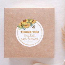 Bee, Sunflower and Gold Baby Shower Thank You Classic Round Sticker