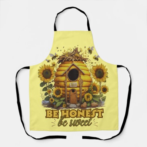 Bee Sunflower Art Be Honest Be Sweet Apron