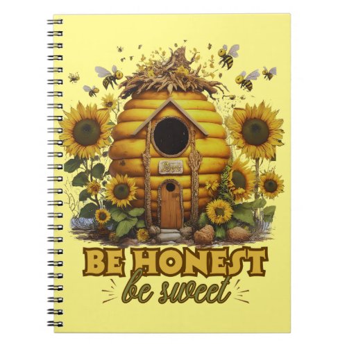 Bee Sunflower Art Be Honest Be Sweet Notebook