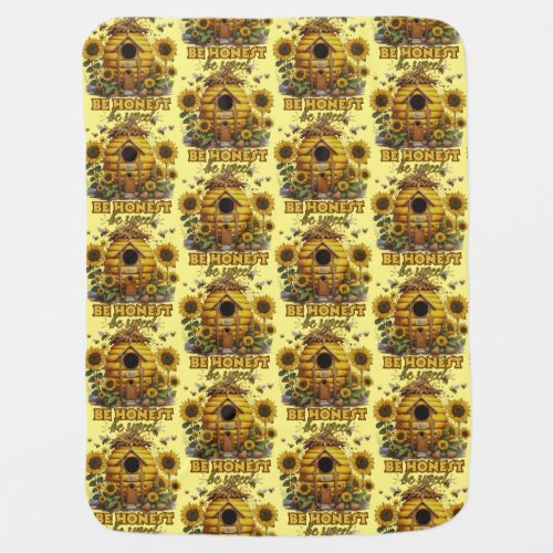 Bee Sunflower Art Be Honest Be Sweet Pattern Baby Blanket