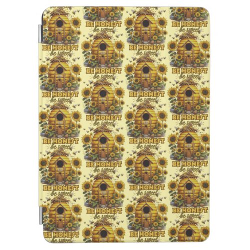 Bee Sunflower Art Be Honest Be Sweet Pattern iPad Air Cover