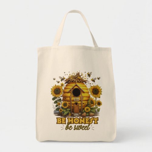 Bee Sunflower Art Be Honest Be Sweet Tote Bag