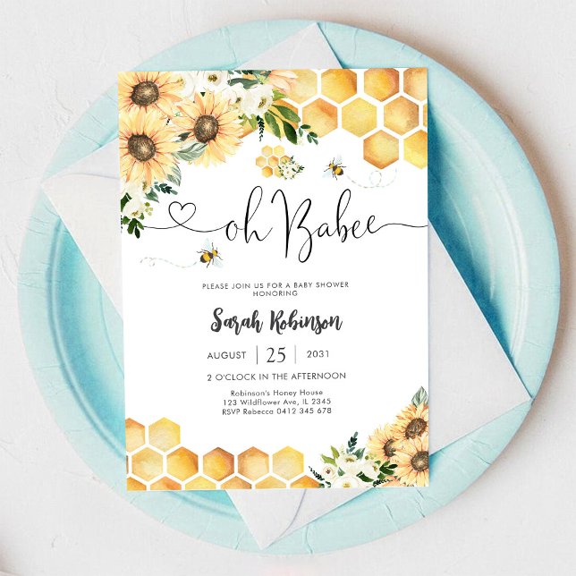 Bee Sunflower Baby Shower Invitation (Creator Uploaded)