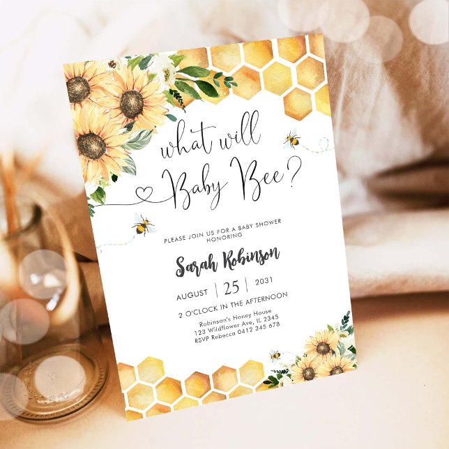 Bee Sunflower Baby Shower Invitation (Creator Uploaded)