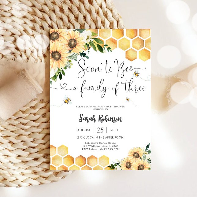 Bee Sunflower Baby Shower Invitation (Creator Uploaded)