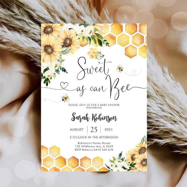 Bee Sunflower Baby Shower Invitation (Creator Uploaded)