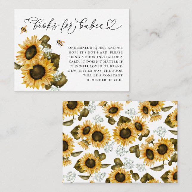 Bee Sunflower Book Request Enclosure Card (Front/Back)