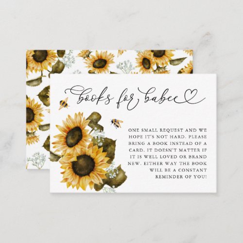 Bee Sunflower Book Request Enclosure Card