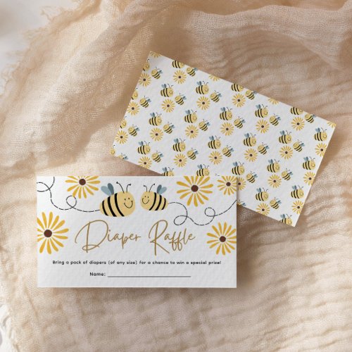 Bee Sunflower Diaper Raffle Baby Shower Enclosure Card