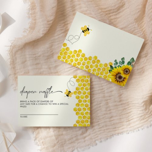 Bee  Sunflower Diaper Raffle  Enclosure Card
