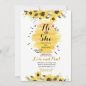 Bee Sunflower He or She Gender Reveal Invitation (Front)