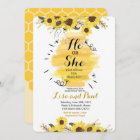 Bee Sunflower He or She Gender Reveal Invitation