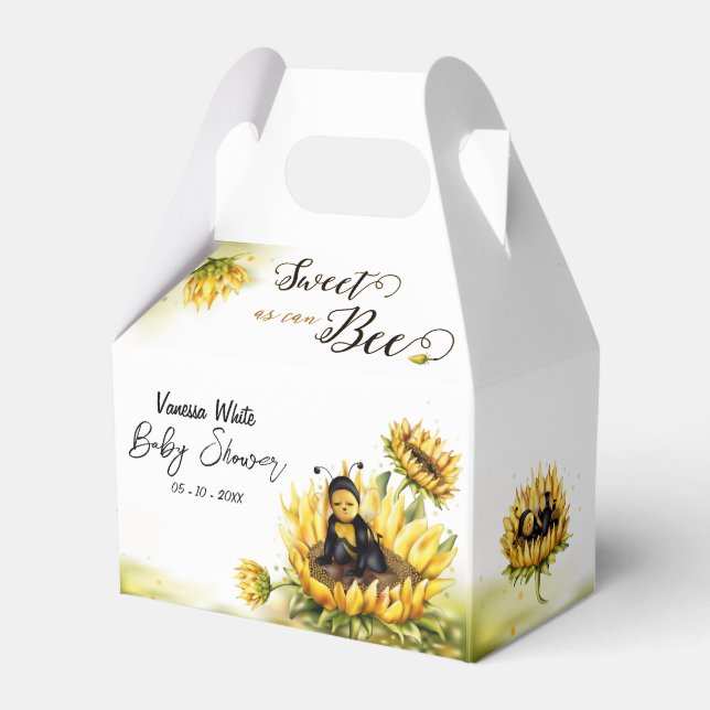 Bee Sunflower Nursery Baby Shower Favor Boxes (Front Side)