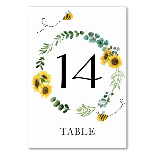 Bee Sunflower Shower Table Number