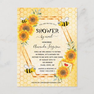 Bee sunflowers baby shower by mail invitation postcard