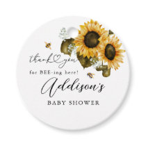 Bee Sunflowers Boho Baby Shower Favor Tags
