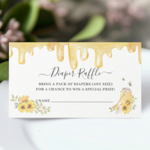 Bee Sunflowers Gender Reveal Diaper Raffle Ticket Enclosure Card