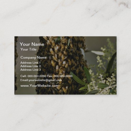 Bee swarm in tree Pink flowers Business Cards