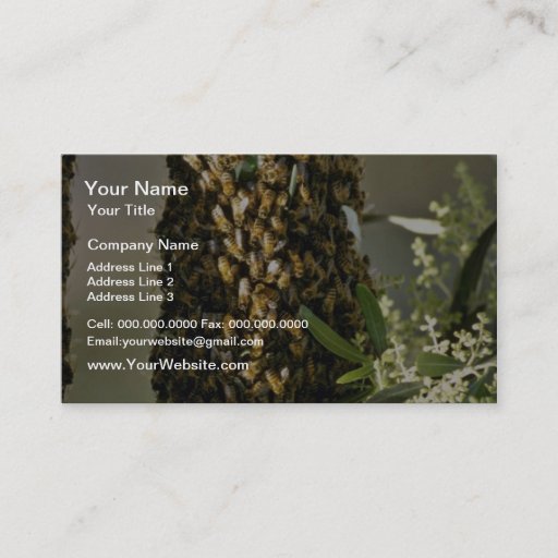 Customizable Bee swarm in tree Pink flowers Business Cards