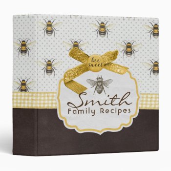 Bee Sweet Recipe Binder by HeritageMatters at Zazzle