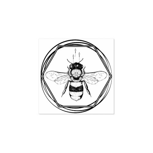 Bee Tattoo Honeycomb Apiary Branding logo Rubber Stamp