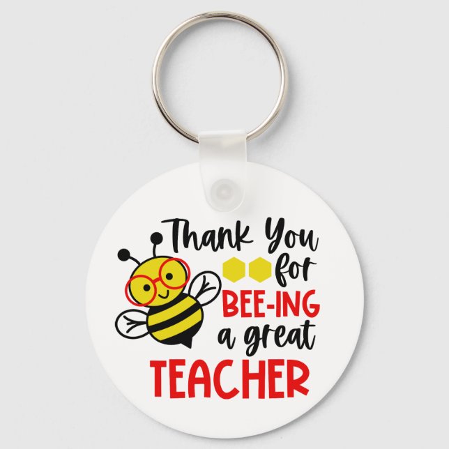 Bee Teacher Appreciation Keychains Personalized (Front)