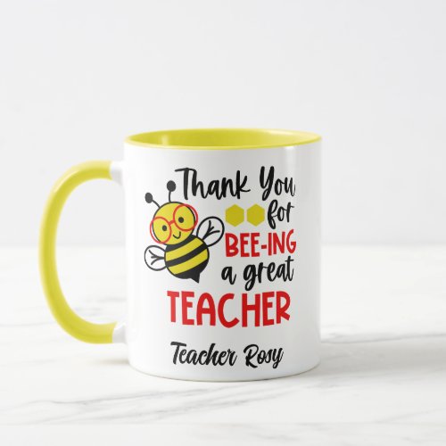 Bee Teacher Appreciation Mugs Personalized