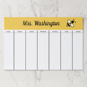 Bee Teacher's Desk Weekly Schedule Planner Pad