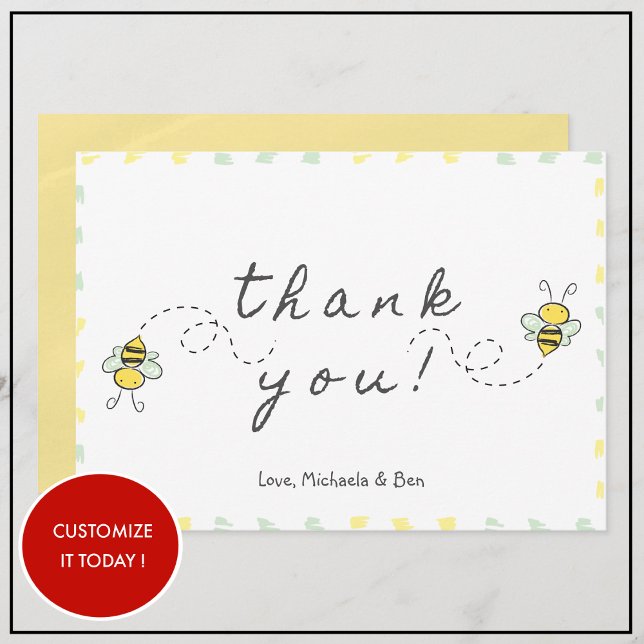 Bee thank you cards,Baby Shower Cute Adorable (Creator Uploaded)