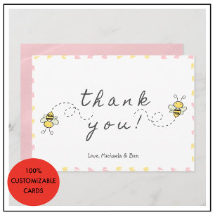 Bee thank you cards,Baby Shower Cute Girl Adorable