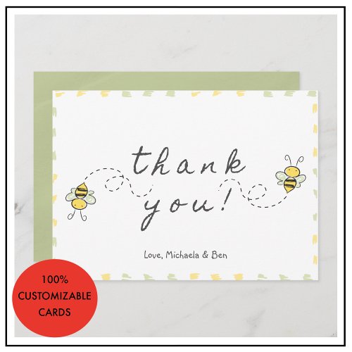 Bee thank you cardsBaby Shower Cute Modern