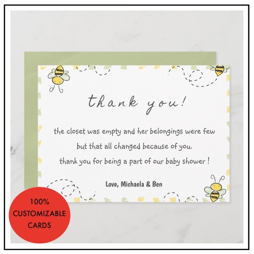 Bee thank you cardsBaby Shower Gender Neutral