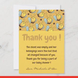 Bee thank you cards,Baby Shower Girl Mommy to bee