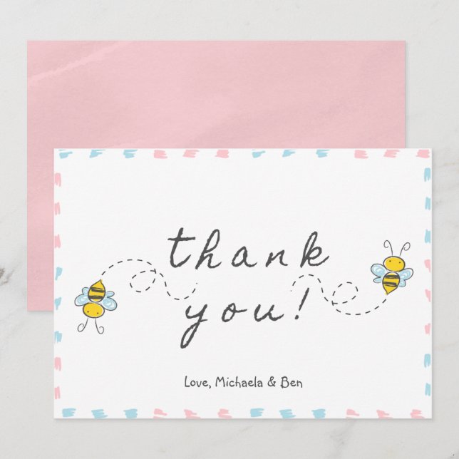 Bee thank you cards, mommy to bee baby shower card (Front/Back)