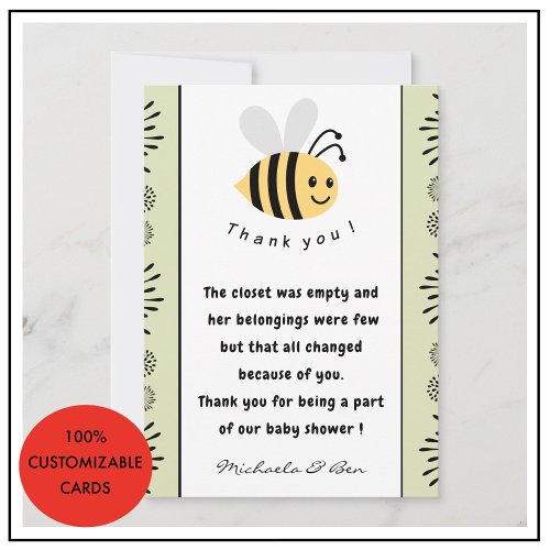 Bee thank you cards Sweet as can bee Baby shower