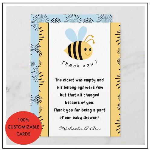 Bee thank you cards Sweet as can bee Baby shower