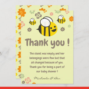 Bee thank you cards Sweet as can bee Mommy to bee