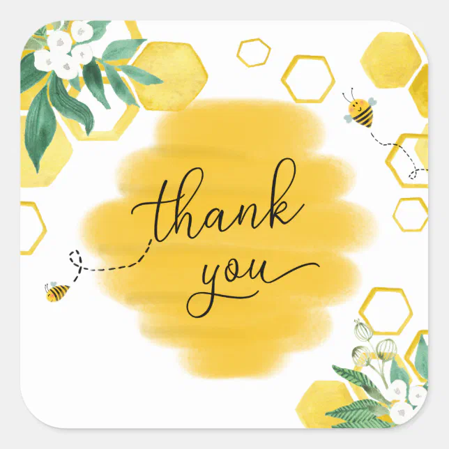 Bee Thank You Favor Sticker | Zazzle