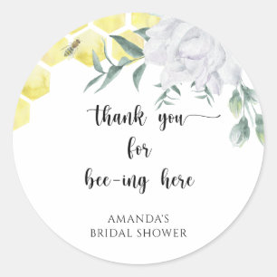 Bee thank you for bee-ing here classic round sticker