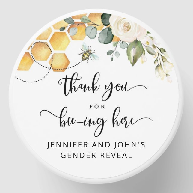 Bee thank you for beeing here baby shower mini candle favors (Front)